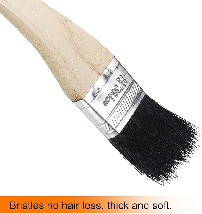 uxcell 2pcs Bent Radiator Paint Brush 1.5" Width Curved Wall Paint Soft Bristle Brushes with Long Wood Handle for Painting DIY Wall Treatment