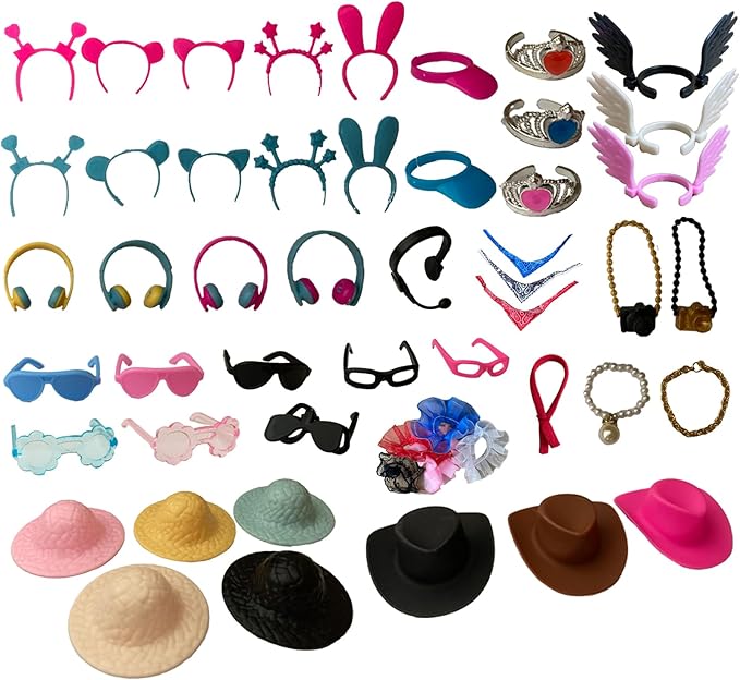 Rubber Duck Accessories 52PCS - Decorations for Rubber Duck - Hats Glasses Earphones Necklaces Wings Crowns DIY Accessories for Rubber Duck (Put On)