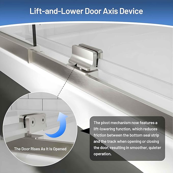 56-60" W x 71" H Pivot Glass Shower Door,1/4"(6mm) Thick Clear SGCC Tempered Shower Glass Door,Brushed Nickel Shower Door,Reversible Installation