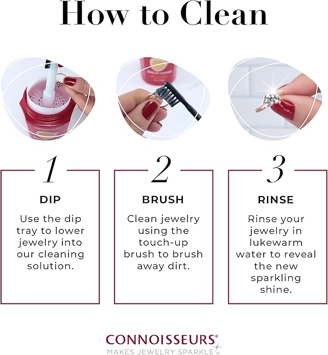 CONNOISSEURS Premium Edition Jewelry Cleaner, Value Size 9.6oz - Pick from Fine, Silver or Delicate Jewelry Cleaner