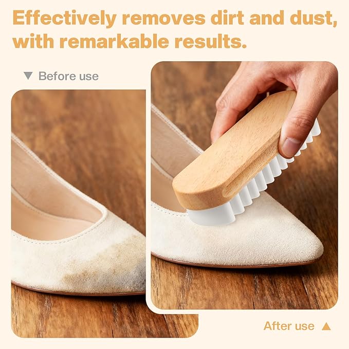 2 Pcs Suede Shoe Brush Nubuck Leather Cleaner Shoes Shine Dauber Crepe Applicators Set with Cleaning Eraser Cloth(Suede Brush with Cloth)