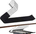 Spring Fever Open Ended Non Slip Sponge Padded Pants Hangers - Chrome Plating Foam Heavy Duty Space Saving Black Long 5