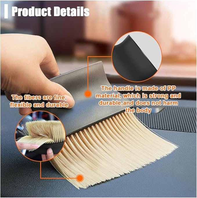 Auto Interior Dust Brush - Soft Bristles Car Duster Interior Household Cleaning Dust Car Detailing Brush - Whisk Broom Car Cleaning Brushes Dusting Tool for Automotive Dashboard Interior & Exterior