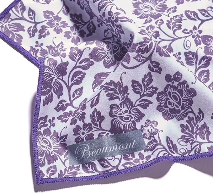 Beaumont Musical Polishing & Cleaning Patterned Damson Lace Instruments Trumpet Clarinet Sax Flute Recycled Microfibre Cleaning Cloth Brass Silver 25 x 25cm (BFC-DL)