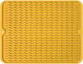 Large 24" x 18" Silicone Dish Drying Mat for Kitchen Counter, Easy clean, Quick Dry, Heat-resistant Dish Drainer Mat for Sink,Refrigerator or Drawer liner (Food Grade Silicone-Yellow)