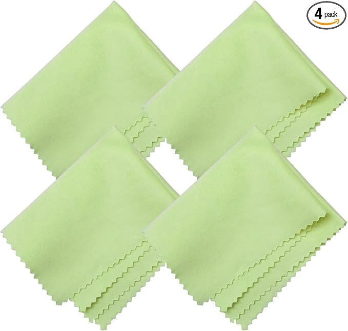 Microfiber Screen Cleaning Cloths, HTTX 4-Pack 6 x 7 inches for Cell Phones, Tablets, LCD TV, Laptop, Camera Lenses, Surface Tablet, Monitor, Car GPS Screens, Spectacles, Glasses, Watches [Green]