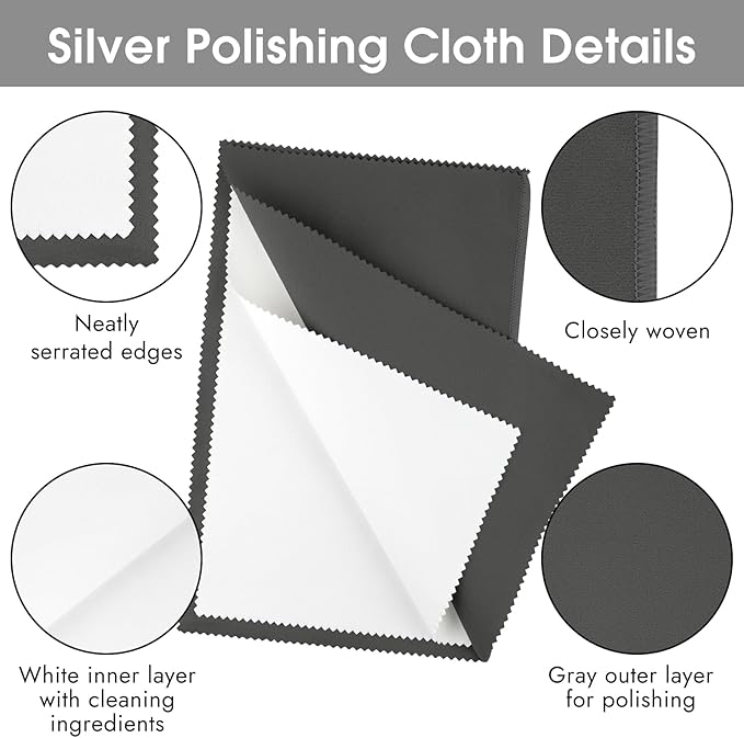 3 Pcs Silver Polishing Cloth, Large 10" X 12.5" Jewelry Cleaner Cloth, Soft Jewelry Polishing Cloth, Four-Layer Double-Sided Silver Cleaning Cloth for Gold, Silver, Diamond, Platinum Jewelry