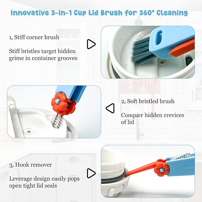 3 Pack Cup Lid Cleaning Brush Water Bottle Cleaner Brush, Bottle Brush Cleaner for Stanley Owala, Cup Bottle Cleaner Brush for Kitchen Bottle Mug