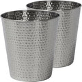 happimess HPM1110C-SET2 Axel Modern Minimalist Hammered Steel 2 Gal Waste Bin for Kitchen, Office, Bathroom, Bedroom, Dorm, Brushed Steel (Set of 2)