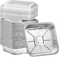 (35 Pack) 8x8 Aluminum Pans with Clear Plastic Lids - Square Baking Cake Pans - Foil Pans with Lids - Disposable Food Containers Great for Cooking, Heating, Storing, Prepping Food