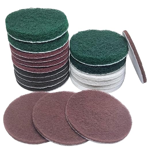 20 PCS 4 Inch 120-2000 Grit Hoop and Loop Scrubber Scouring Pads Drill Scuffing Disc Flocking Scuff Pads, Conditioning Discs Polishing Pads for Furniture Automotive Cleaning, Rust Removal