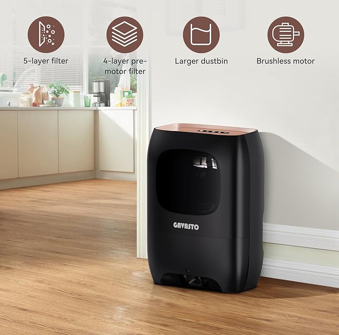 Pro Touchless Vacuum Automatic Dustpan - Ultra Fast & Powerful - Great for Sweeping Salon Pet Hair Food Dirt Kitchen, Canister Vacuum Cleaner Trash Can, Bagless, Auto Sensors, 1500 Watt-Black