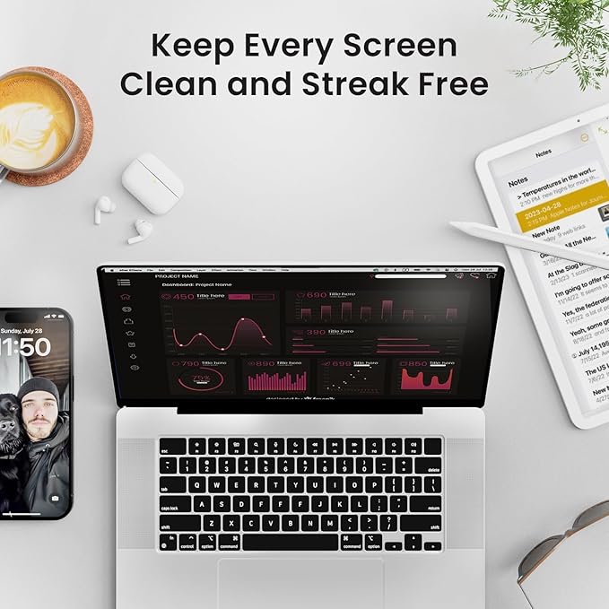 EVEO Computer Screen Cleaner Spray Kit- Portable Laptop Screen Cleaner, Phone Cleaner & Monitor Cleaner + Microfiber Cloth - Car Screen Cleaner for MacBook, iPad and More Electronic Devices - (2 Pack)