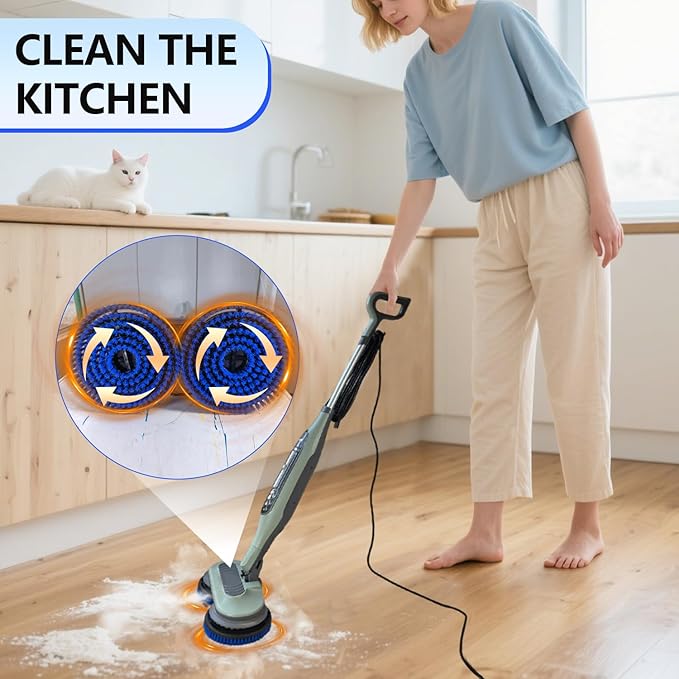 Steam Mop Pads Replacement Brush Head for Shark Steam and Scrub Mop S7000/S7001/S8201/s7201 Series Brush Heads with Nylon Bristles, Deep Clean Hardwood & Tile Floors, Scratch-Free Polish(Blue)