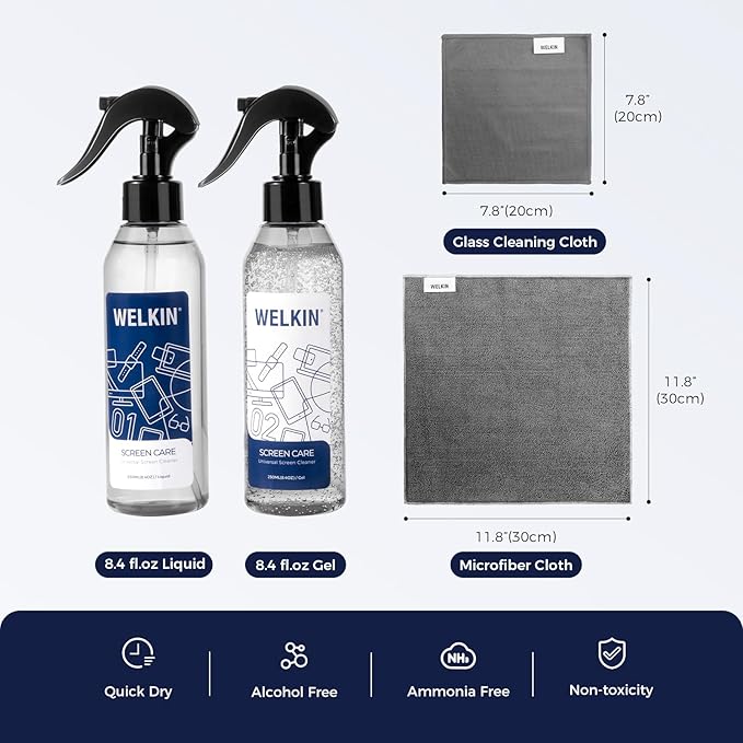 CLICK CLEAN Cleaning Kit, 1 x Cleaning Gel for Car Interior and Keyboard, 1 X Cleaning Mist, 1 X Cleaning Gel, 1 Microfiber Cloth and 1 Glass Wipe Included