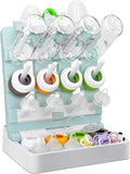 Baby Bottle Drying Rack, Vertical Standing Bottle Dryer Rack Holder-Space Saving Baby Bottle Drying Rack for Countertop-Holds Up to 12 Baby Bottles & Cup(Blue & White)