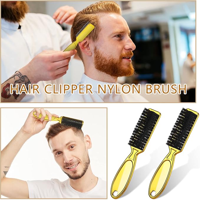 Patelai 12 Pcs Barber Clipper Brush Blade Trimmer Cleaning Brush for Fades Nail Neck Duster Manicure Salon(Gold)
