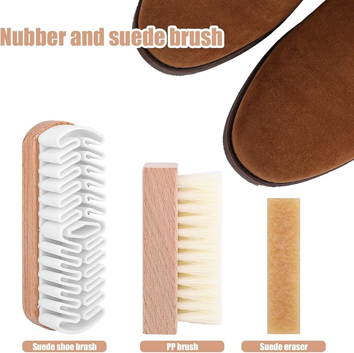 4pcs Suede Shoe Cleaning Kit, 3 Suede Shoe Brushes Cleaner Kit with Long Rubber Wiping Eraser for Shoes Boots Sneaker Bag & Jackets