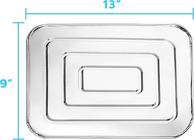 MontoPack Half-Size Aluminium Foil Lids | [50 Pack] | Perfect Fit for 9x13 Roasting Pans | Premium Quality for Baking & Catering | Disposable Food Prep Containers Lids