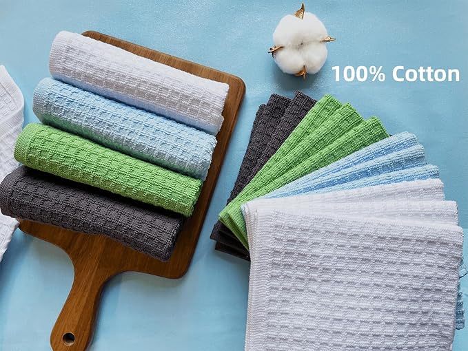 Cotton Dishcloths Set for Home and Kitchen Cleaning- 12x12 Inches Pack of 6- Dish Cloths,Dish Towels,Dish Rags - with Hanging Loop - 100% Cotton,Soft,Absorbent (Mix Color, 6)