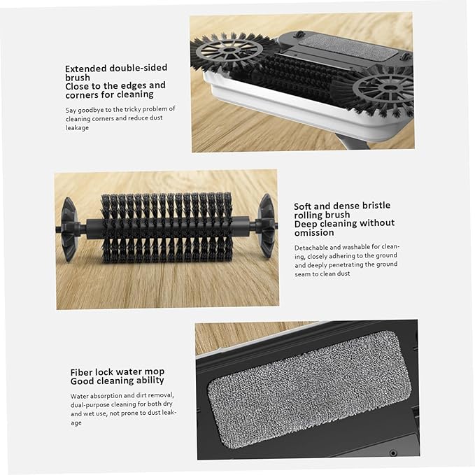 Floor Sweeper 2-in-1 360° Rotating Hand Push Sweeper High Efficient Carpet with Long Handle Hanging Manual Vacuum for Home Office