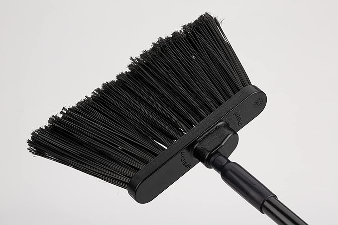 SPARTA 41082EC03 Plastic Color Coded Broom, Flagged Bristles, Long Broom With Angled Head For Large Debris, 56 Inches, Black, (Pack of 12)