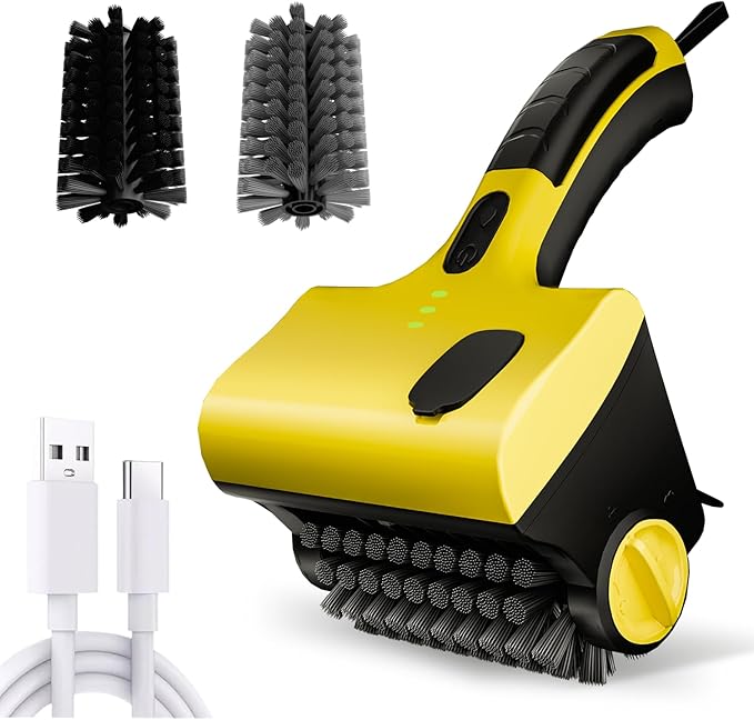 Electric Grill Brush for Outdoor, Cordless Rechargeable Grill Brush with Water & Cleaning Solution Tank, IPX7 Waterproof, 304 Stainless Steel, Automatic Grill Cleaner for BBQ Grates, Gifts for Dad