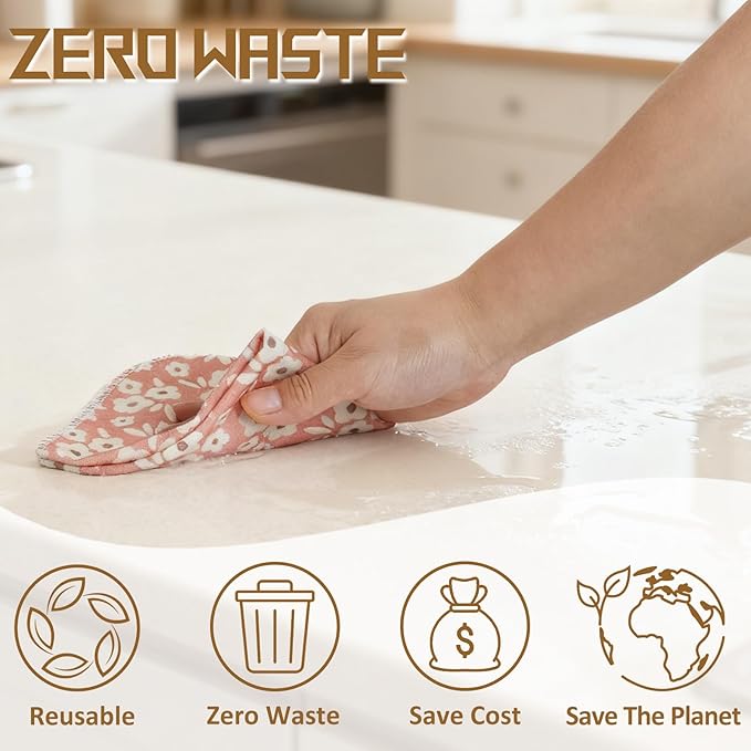 25 Pack Reusable Tissue Paperless Towel Roll Washable Cotton for Kitchen Towels Zero Waste Products Replacement Tissue (RT-D)