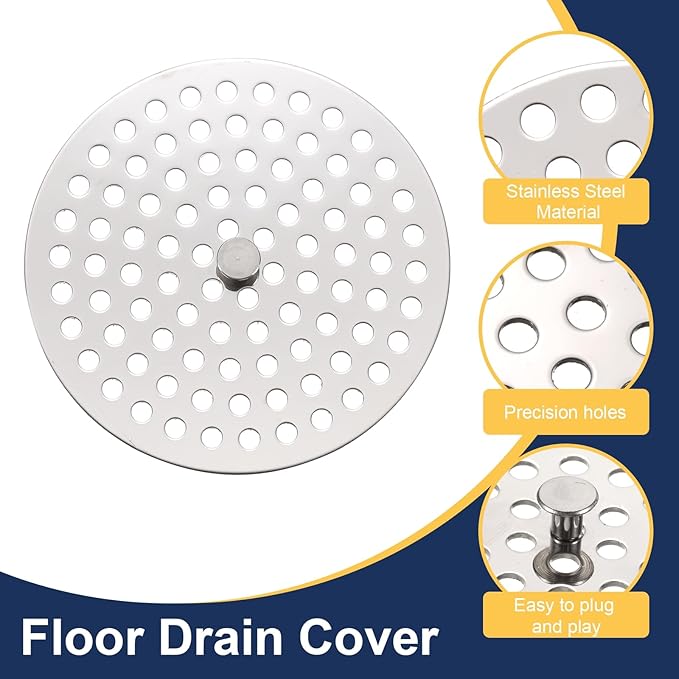 uxcell Shower Drain Hair Catcher, 3.7 inch Stainless Steel Round Floor Drain Cover Anti-Clogging Protection Cover Replacement for Furniture Repair Bathroom Kitchen