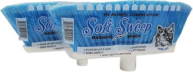 Soft Sweep Broom The Original Soft Sweep Magnetic Action Broom - 2 Blue Brooms