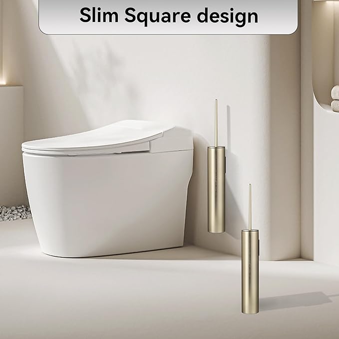 Wall Mounted Brushed Gold Toilet Brush with Holder,Durable Cleaning Toilet Bowl Brushes with Holders