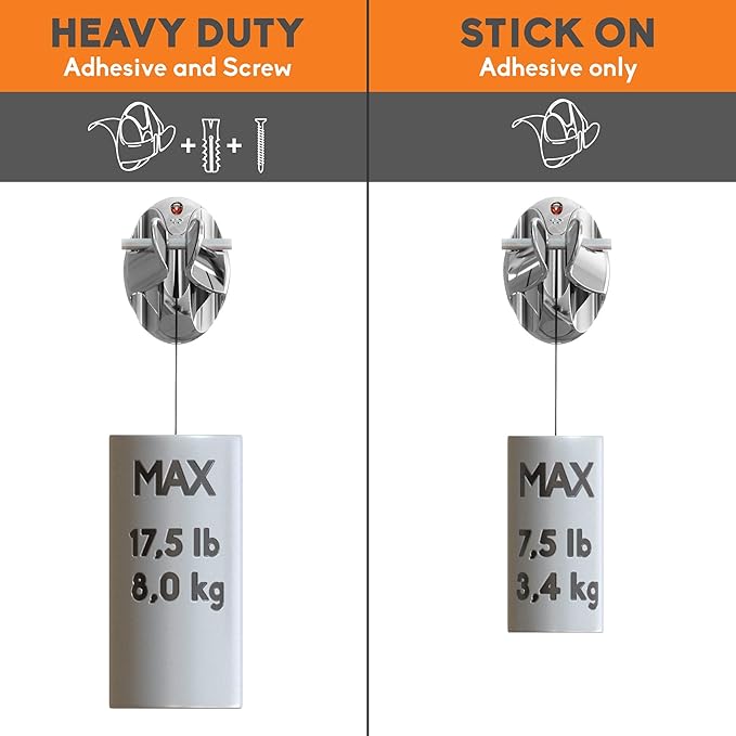 Chrome Cherry NEATERLY Broom and Mop Holder - Stick On Wall Organizer for Bathroom and Kitchen, Optional Screws Included (5-Pack)