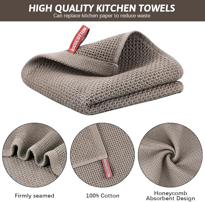 Nialnant 6 Pack Kitchen Hand Towels,100% Cotton Dish Towels for Kitchen,Extra Soft & Absorbent Dish Cloths for Washing Dishes,Cleaning Rags-13x28 Inches