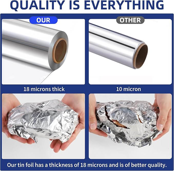 Aluminum Foil Wrap 75 Feet Long Heavy Duty Food Foil Wrap Kitchen Rap Suitable for Cooking, Roasting, Baking,BBQ and Family Parties