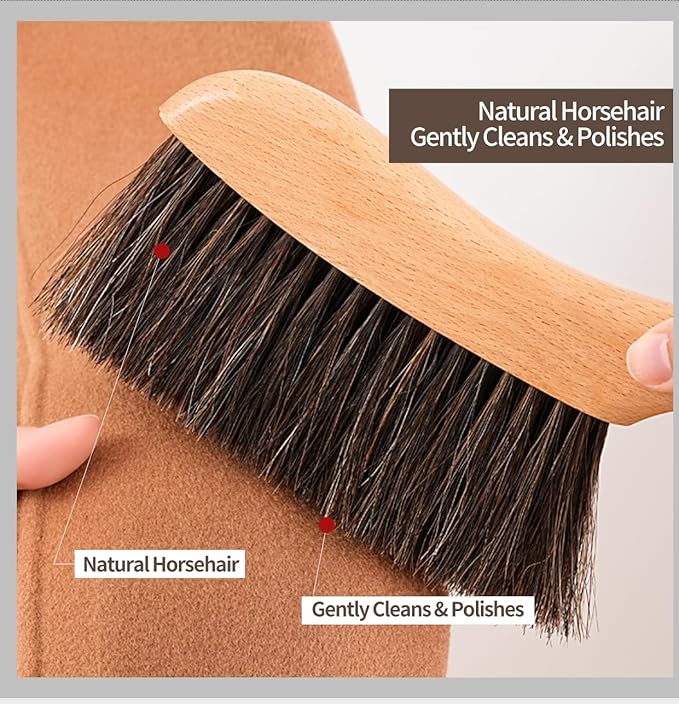 Horse Hair Brush Hand Broom Dusting Brush for Home Cleaning, Wood Handle Soft Brush Duster for Counter Furniture, Bed, Bench Fireplace,Car, Shop Brush Cleaning 14" Long
