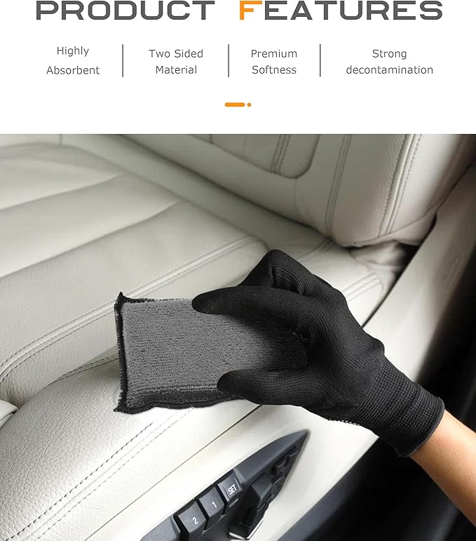 3PCS Car Interior Cleaning Sponge Block,Interior Scrub Pad,Car Accessories Auto Detailing Scrub Pads,Microfiber Cleaning Sponge,Suitable for Car Interior,Leather,Plastic,Vinyl (Gray&White)