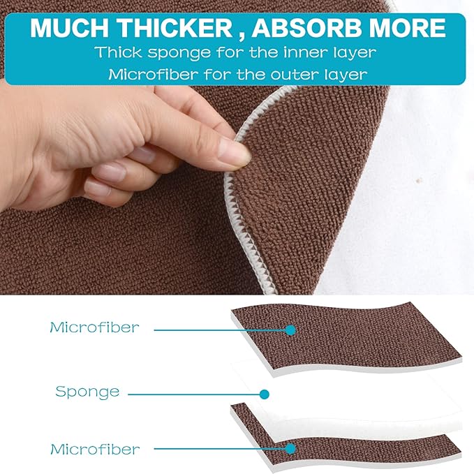 SINLAND Microfiber Dish Drying Mat Super Absorbent Dish Drying Pad for Kitchen Counter, Mat for Countertops or Sinks 16Inch X 18Inch Brown 2 Pack