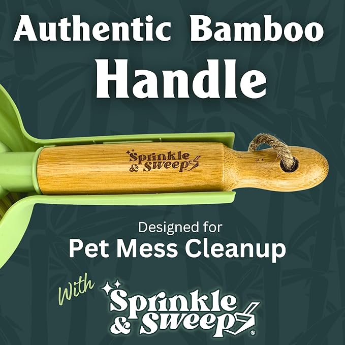 Sprinkle & Sweep Dust Pan and Brush with Handle - Portable Hand Broom & Dustpan Combo - Small Broom and Dustpan Set - Daily Indoor Pet Care & Essential Cleaning Tool for Home