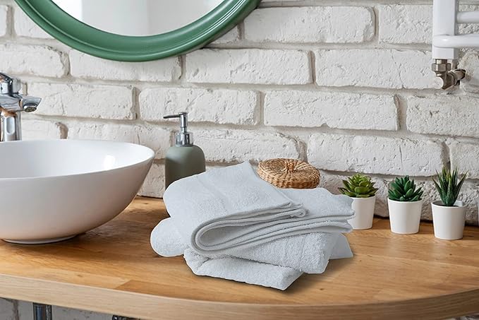 Basic Hand Towels 16x26 Inches – Bulk Pack of 24 – White Color – Soft and Absorbent Multipurpose Cotton Towels for Bathroom, Spa, Gym, Salon, Hotel, and Everyday Use