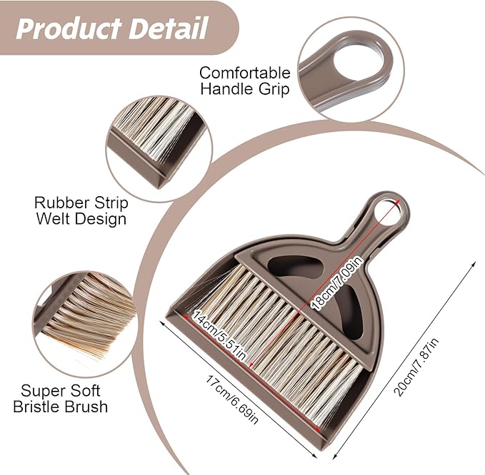 Ouligay Small Broom and Dustpan Set Mini Dustpan and Brush Set Handheld Mini Broom and Dustpan Set for Kitchen Desk Counter Sofa Kitchen Office Pet Care and Outdoor Camping Tent