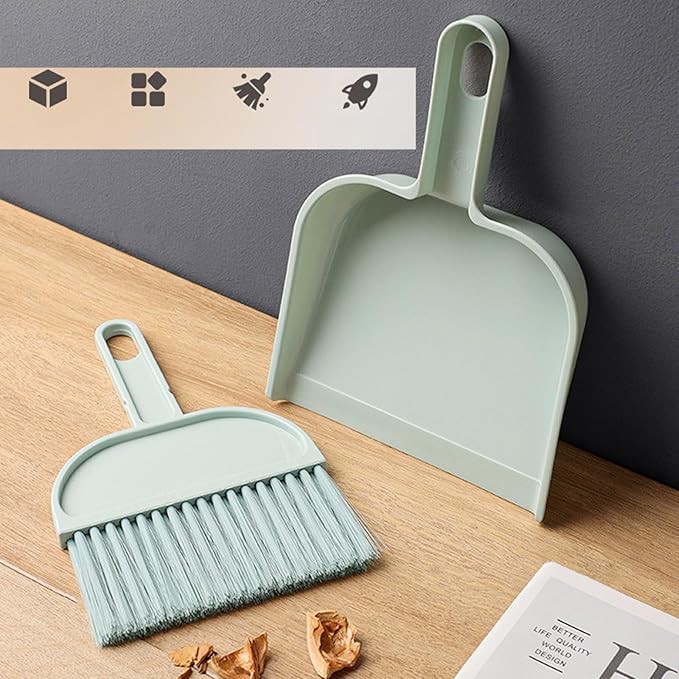Dust Pan, Lightweight Mini Handheld Handheld Broom and Dustpan Set with Handle,Household Portable Compact Broom and Dustpan Set for Outdoor Table Cleaning Indoor Kitchen Pet Home Sweeping Camping