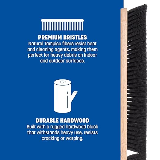 SPARTA Flo-Pac Tampico Floor Sweep, Floor Brush for Cleaning, 36 Inches, Black