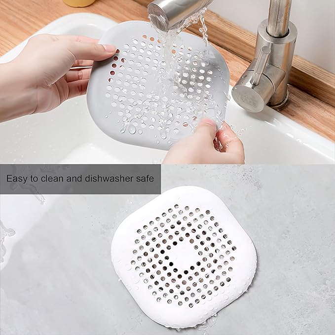 4 Pieces Drain Covers Hair Stopper for Shower Drain Bathtub Stopper Home Drain Protectors with Sucker Water Trap Sink Cover for Bathroom Bathtub and Kitchen (2 Gray+2 Gray)