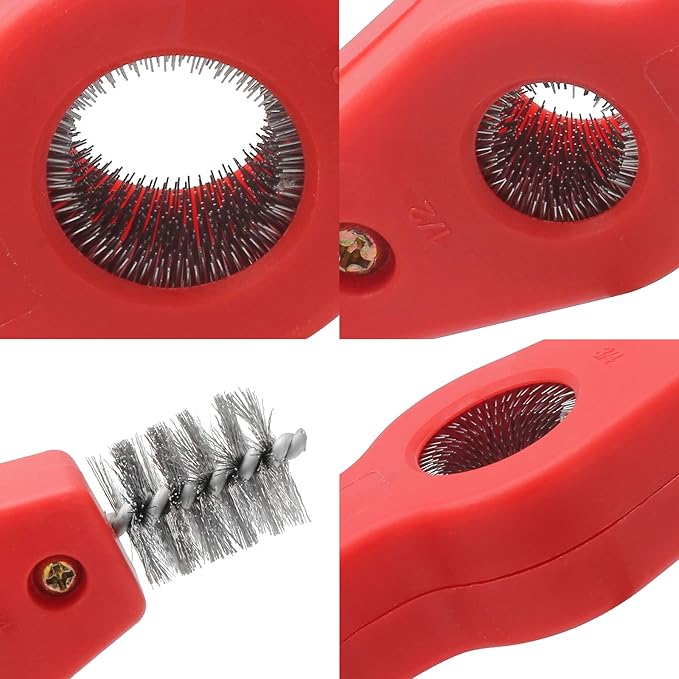 BokWin 2PCS 4-in-1 Copper Tubing Brush Copper Pipe Cleaner Tool，Steel Bristles, Deburring Brush Cleans Inside for Plumbing Installation, Soldering, Pipes, Brazing
