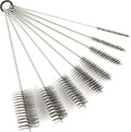 12 Inch Pipe Cleaning Brush Set with Stainless Steel Bristles, Tube Bottle Brush Kit, 8 Sizes for Auto Parts, Bottles, Guns, Tubes, Etc.