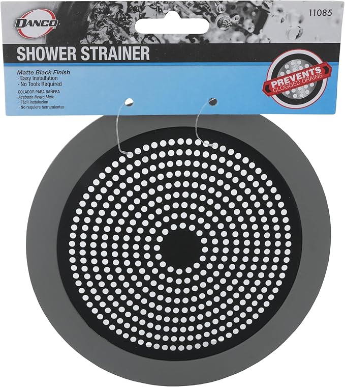 Danco 11085 Shower Drain Strainer, 5-3/4 inch, Matte Black