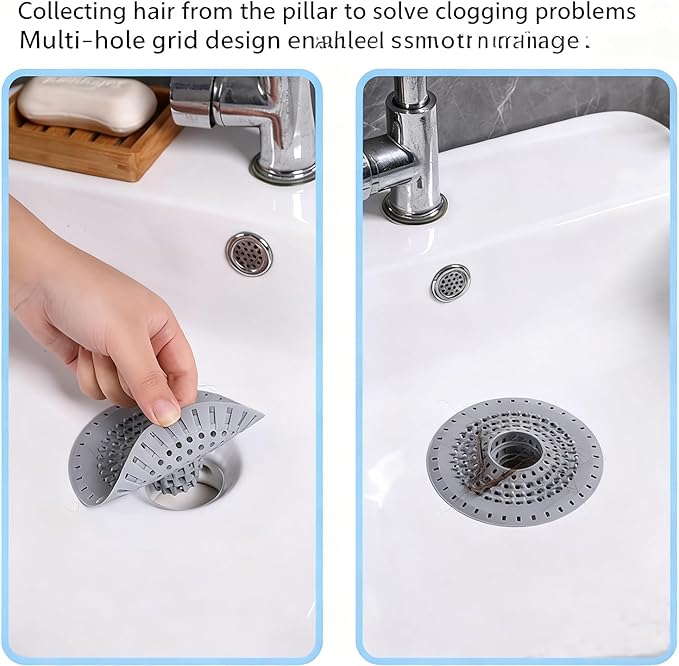 Shower Drain Hair Catcher, Premium Silicone Drain Protector & Shower Drain Cover for Regular Drains of Shower Room, Bathroom, Grey