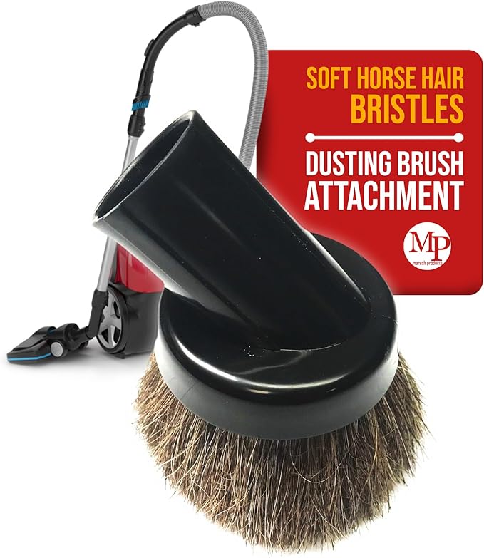 MP Maresh Products Household Cleaning Vacuum Brush Attachment - Horse Hair Vacuum Cleaner Accessories, Soft, Dust Floor Brush, Compatible with Shop Vac 1-1/4" Cleaners for Hard Surfaces - Black
