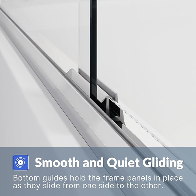 SUNNY SHOWER Bathtub Shower Door 60" W x 62" H Semi-Frameless Double Sliding Design Shower Tub Door 1/4" Clear Glass Panel, Chrome Finish