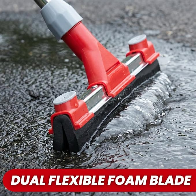 Heavy Duty Floor Squeegee for Concrete Floor – 17.3” EVA Foam Blade with Cloth Clip Design, 62” Extendable Handle, Multi-Surface Floor Squeegee Broom for Windows, Bathroom, Garage, Tile, Patio &Shower